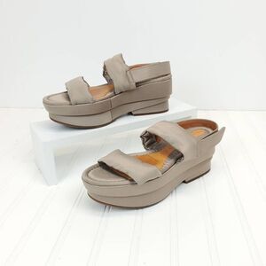 Chie Mihara Platform Sandals Satin Fabric in Sand Color